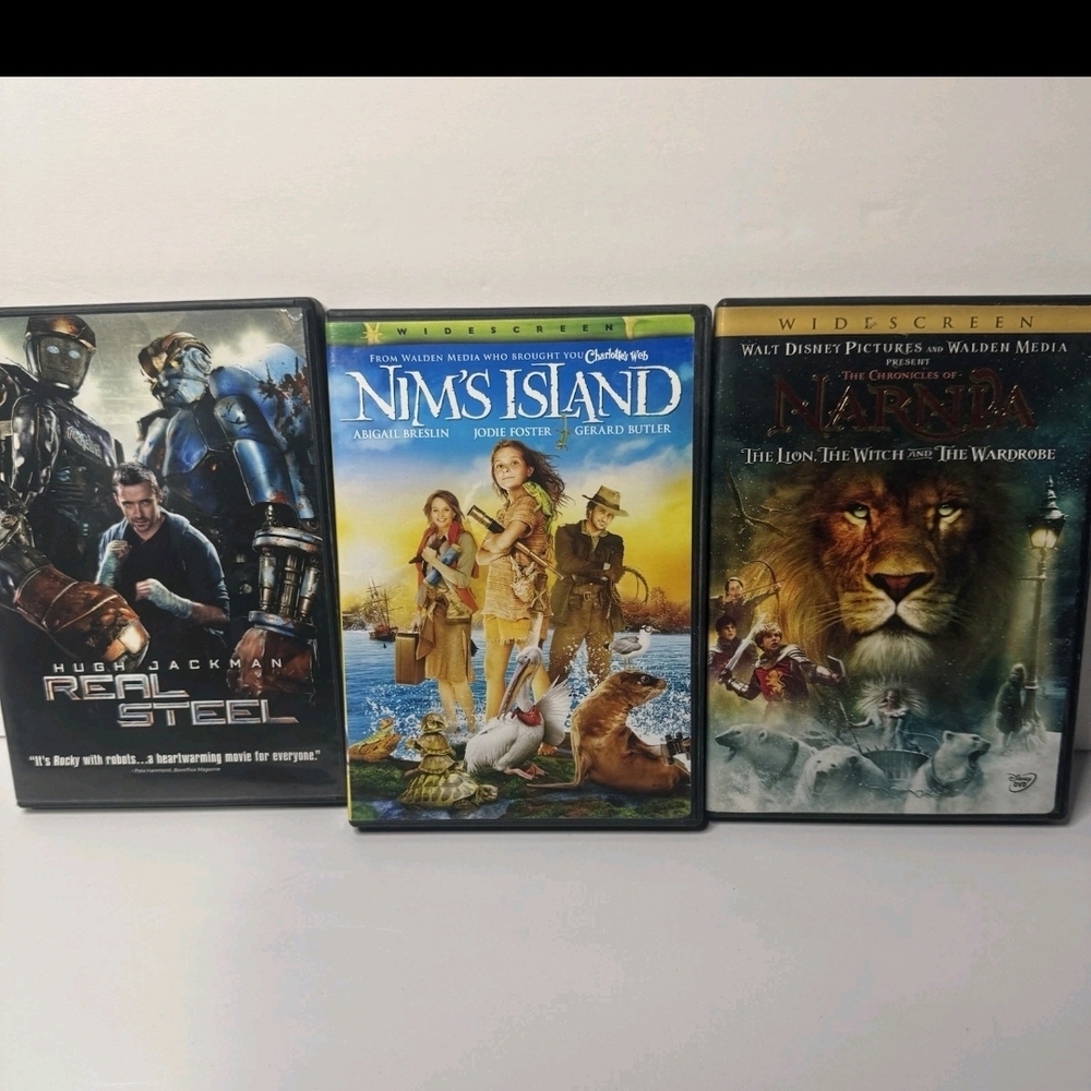 Pre-owned (region1)(VGC) Lot Of  3 Real Steel, Mims Island &Narnia